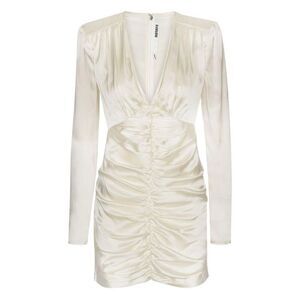 ROTATE BIRGERCHRISTENSEN Women's Ruched Deep V-Neck Mini Dress Women WHITE